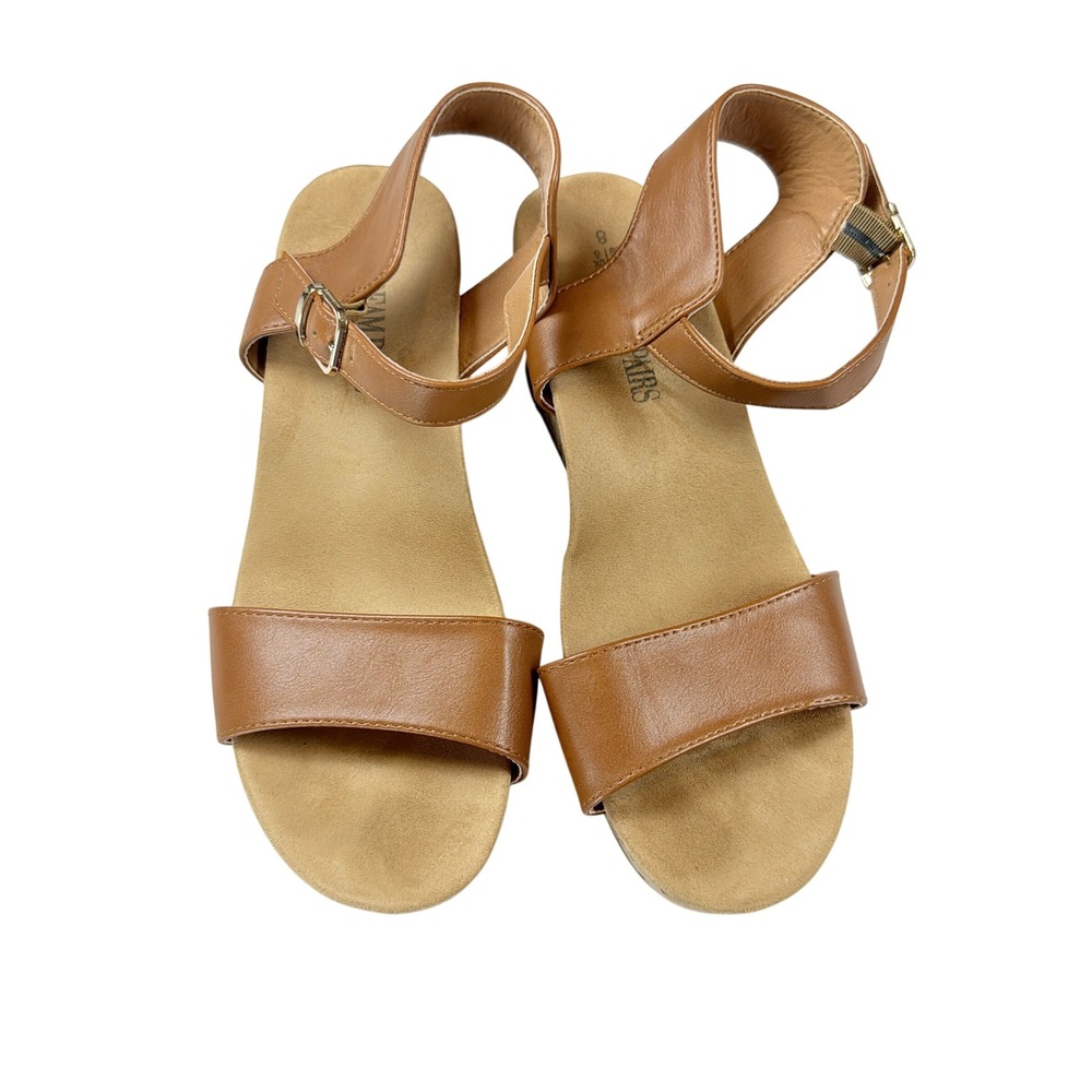 Dream Pairs Women Tan Brown Cork Platform Wedge Sandals Ankle Strap Size 8